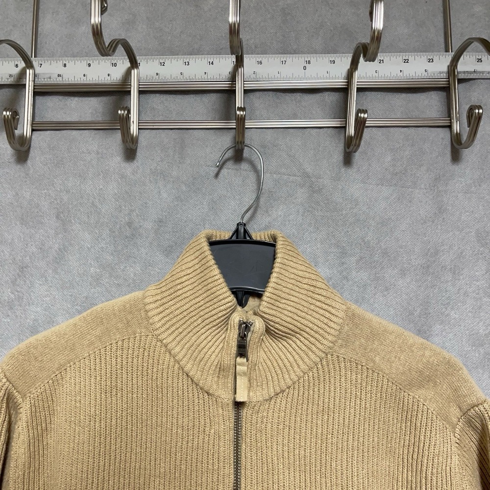 Banana Republic Sweater Men L Beige Heavy Zip‎ Cardigan Linen Cotton Chunky Knit